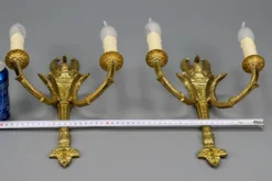 Best Pamono French Empire Style Gilt Bronze 2-Light Sconces, Early 20th Century, Set of 2