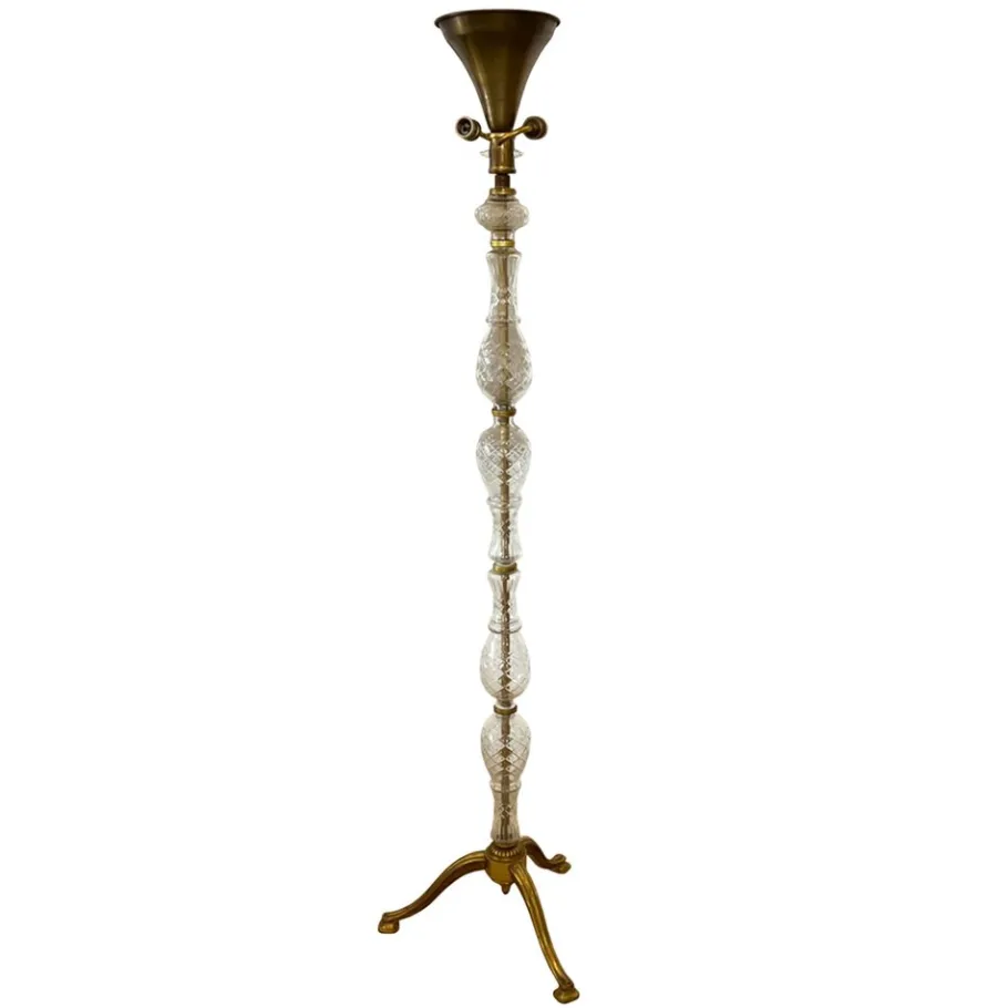 Discount Pamono French Floor Lamp with Glass Column, 1960s