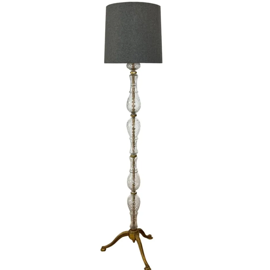 Discount Pamono French Floor Lamp with Glass Column, 1960s