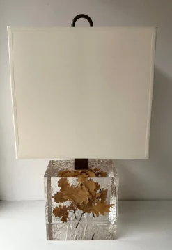 Clearance Pamono French Fractal Resin Table Lamps with Leaves, 1970s, Set of 2