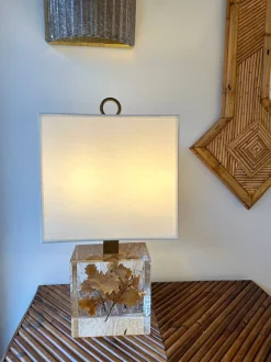 Clearance Pamono French Fractal Resin Table Lamps with Leaves, 1970s, Set of 2