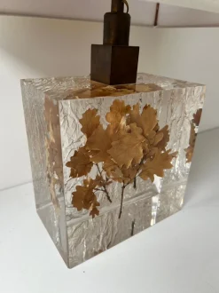 Clearance Pamono French Fractal Resin Table Lamps with Leaves, 1970s, Set of 2