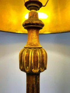 Outlet Pamono French Louis XVI Style Floor Lamp in Fluted and Gilded Wood, 1990s
