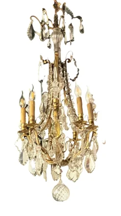 Clearance Pamono French Pampilles Chandelier in Glass