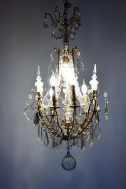 Clearance Pamono French Pampilles Chandelier in Glass