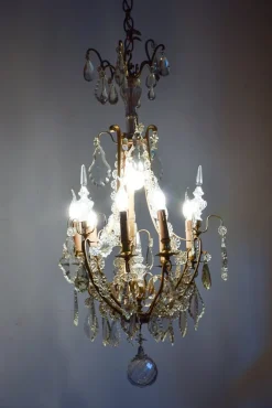 Clearance Pamono French Pampilles Chandelier in Glass