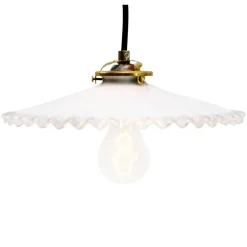 Best Pamono French White Opaline Milk Glass and Brass Pendant Lamp