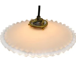 Best Pamono French White Opaline Milk Glass and Brass Pendant Lamp
