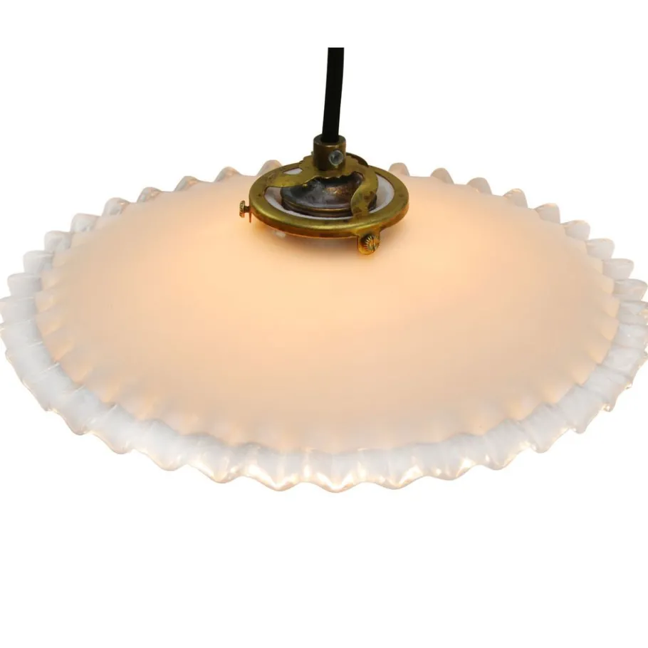 Best Pamono French White Opaline Milk Glass and Brass Pendant Lamp