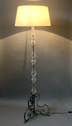 Best Pamono French Wrought Iron Floor Lamp, 1950s