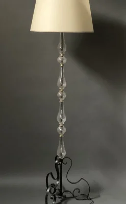 Best Pamono French Wrought Iron Floor Lamp, 1950s