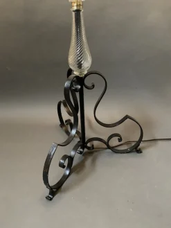Best Pamono French Wrought Iron Floor Lamp, 1950s
