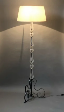 Best Pamono French Wrought Iron Floor Lamp, 1950s