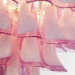 Best Pamono Fuchsia & White Color Murano Glass Petal Chandelier, Italy, 1990s