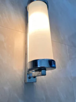 Best Pamono Functionalist Chrome Milk Glass Wall Lamps, 1930s