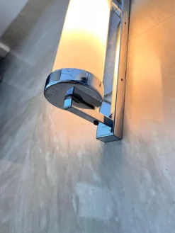 Best Pamono Functionalist Chrome Milk Glass Wall Lamps, 1930s