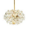 Pamono German Gold-Plated Chandelier with Faceted Hexagonal Crystals from Kinkeldey, 1960s