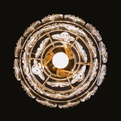 Pamono German Gold-Plated Chandelier with Faceted Hexagonal Crystals from Kinkeldey, 1960s