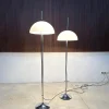 Clearance Pamono German Height Adjustable Mushroom Floor Lamps with Chromed Tulip Bases, 1960s, Set of 2