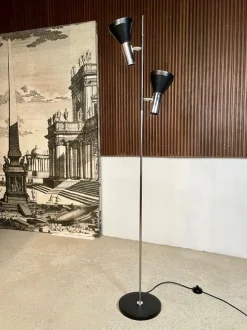 New Pamono German Minimalist Chromed Floor Lamp with Adjustable Spotlights from Hustadt Leuchten, 1960s