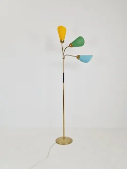 Pamono German Modern Three Flex Arms Brass Floor Lamp, 1950s