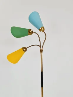 Pamono German Modern Three Flex Arms Brass Floor Lamp, 1950s