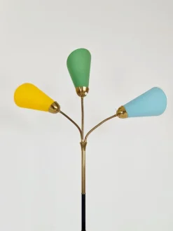 Pamono German Modern Three Flex Arms Brass Floor Lamp, 1950s
