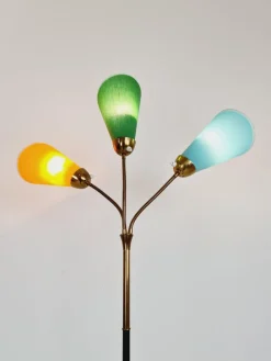 Pamono German Modern Three Flex Arms Brass Floor Lamp, 1950s