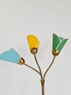 Pamono German Modern Three Flex Arms Brass Floor Lamp, 1950s