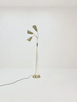 Outlet Pamono German Modern Three Flex Arms Brass Floor Lamp, 1950s