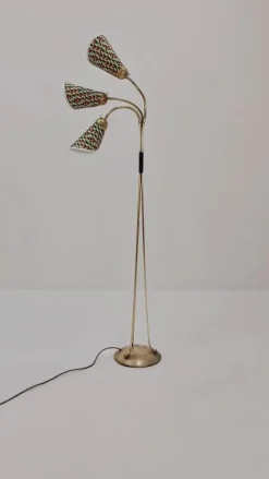 Outlet Pamono German Modern Three Flex Arms Brass Floor Lamp, 1950s