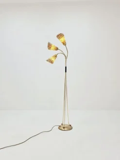 Outlet Pamono German Modern Three Flex Arms Brass Floor Lamp, 1950s