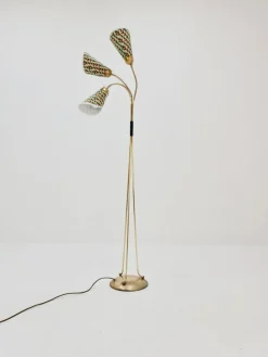 Outlet Pamono German Modern Three Flex Arms Brass Floor Lamp, 1950s