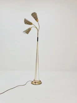 Outlet Pamono German Modern Three Flex Arms Brass Floor Lamp, 1950s
