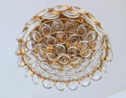 Best Pamono Gilded Brass and Crystal Glass Ceiling Light from Palwa, Germany, 1970s