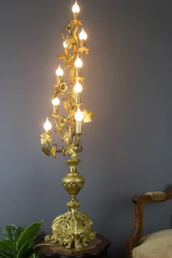 Sale Pamono Gilt Brass and Bronze Electrified French Candelabra