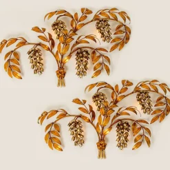 Best Pamono Gilt Metal Palm Tree Wall Fixture by Hans Kögl