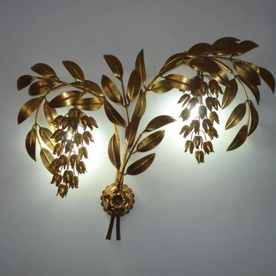 Best Pamono Gilt Metal Palm Tree Wall Light by Hans Kögl, 1970s, Set of 2