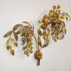 Best Pamono Gilt Metal Palm Tree Wall Light by Hans Kögl, 1970s, Set of 2