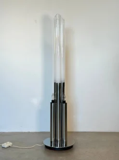 Discount Pamono Glass and Steel Floor Lamp from Mazzega, 1970s