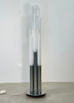 Discount Pamono Glass and Steel Floor Lamp from Mazzega, 1970s
