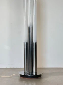 Discount Pamono Glass and Steel Floor Lamp from Mazzega, 1970s
