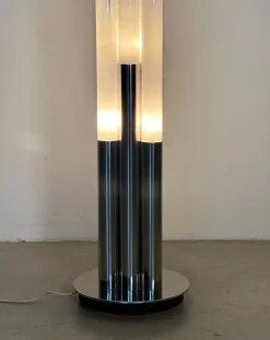 Discount Pamono Glass and Steel Floor Lamp from Mazzega, 1970s