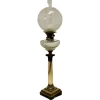 Best Pamono Glass Oil Lamp on Marble Column with a Stepped Brass Base, 1880s
