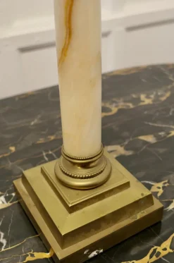 Best Pamono Glass Oil Lamp on Marble Column with a Stepped Brass Base, 1880s