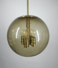 Best Pamono Globe Pendant Lamp in Tinted Bubble Glass by Peill & Putzler, Germany, 1960s
