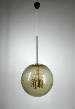 Best Pamono Globe Pendant Lamp in Tinted Bubble Glass by Peill & Putzler, Germany, 1960s