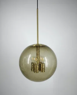 Best Pamono Globe Pendant Lamp in Tinted Bubble Glass by Peill & Putzler, Germany, 1960s