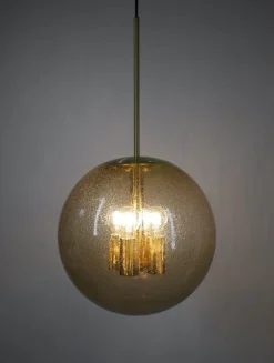 Best Pamono Globe Pendant Lamp in Tinted Bubble Glass by Peill & Putzler, Germany, 1960s