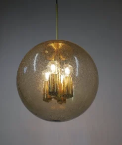 Best Pamono Globe Pendant Lamp in Tinted Bubble Glass by Peill & Putzler, Germany, 1960s